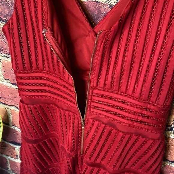 She + Sky Red Fit & Flare Skater Laser Cut Dress Size M - Picture 11 of 13